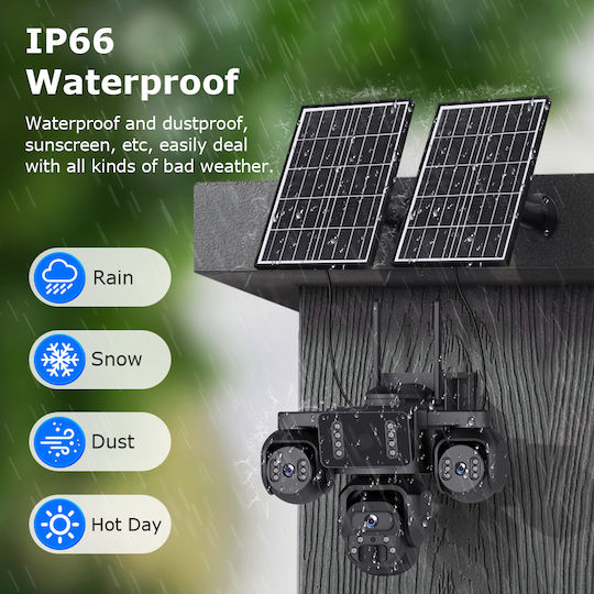 Sectec ST-523-9MAOV-4G-EU IP Quad Surveillance Camera 4G Full HD+ 3MP Waterproof Battery with Two-Way Communication and 4mm Lens
