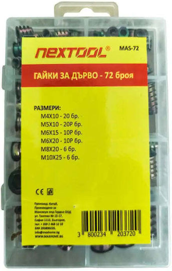 NexTool NexTool Unterlegscheiben & Muttern Sortiment-Set Mit 72 Stück