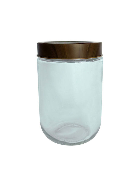 Brio Mate Βάζο Γενικής Χρήσης με Καπάκι Ξύλινο Διάφανο 600ml