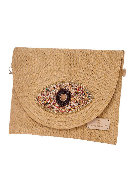 Bag to Bag Ψάθινη Τσάντα Θαλάσσης Πορτοκαλί