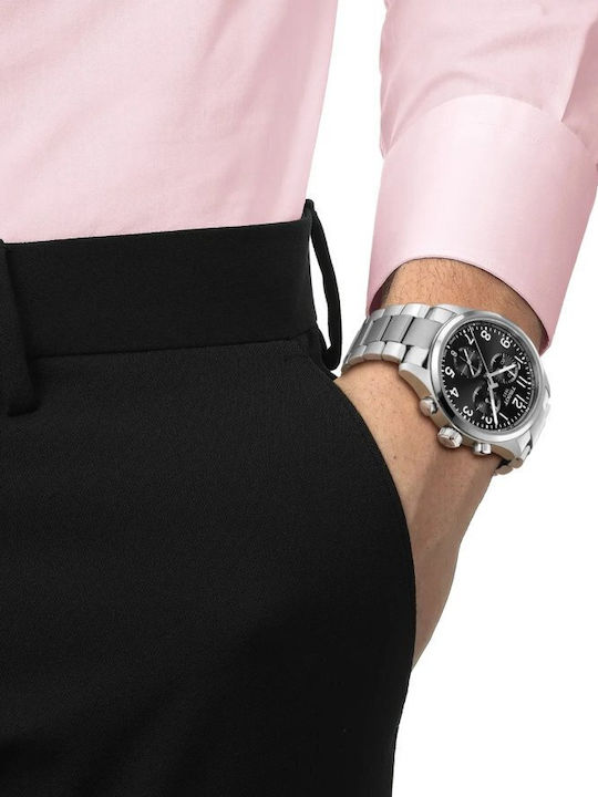 Tissot Chrono Ρολόι Μπαταρίας με Μεταλλικό Μπρασελέ