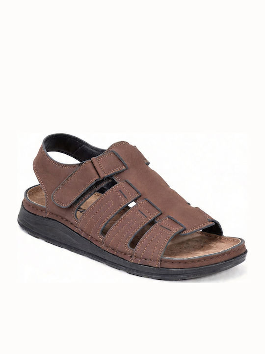 Leather Men's Sandals in Brown Color
