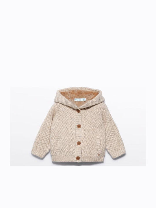 Kids Cardigan Knitted with Hood White