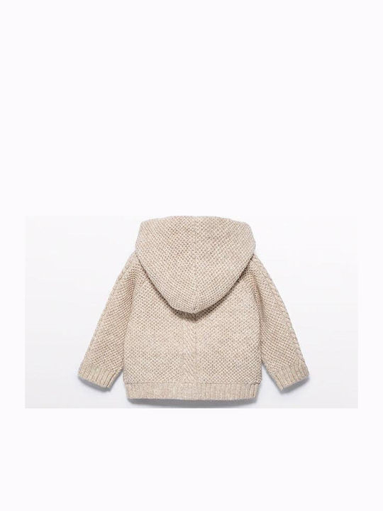 Kids Cardigan Knitted with Hood White