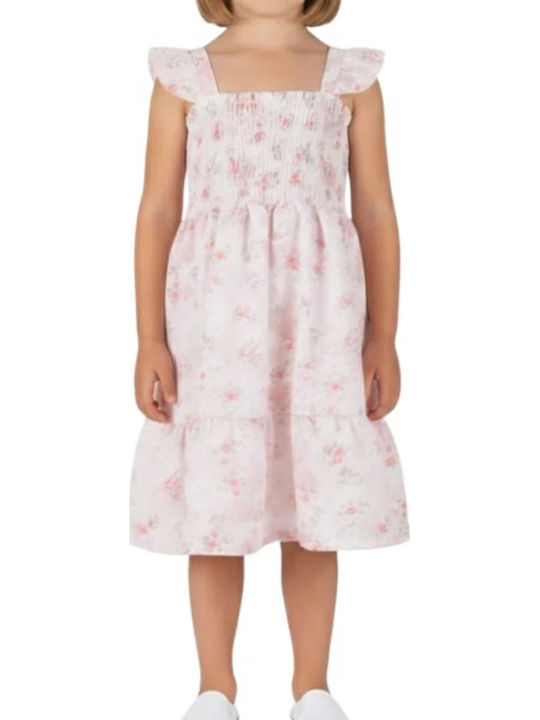 Mädchenkleid Ärmellos Blumen Rosa