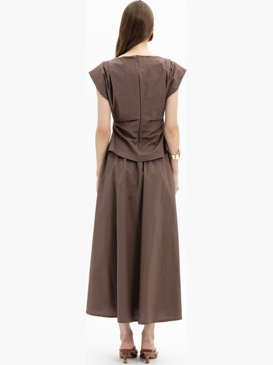 MY T Damen Bluse Baumwolle Ärmellose mit Reißverschluss Braun MY T Damen Bluse Baumwolle Ärmellose mit Reißverschluss Braun