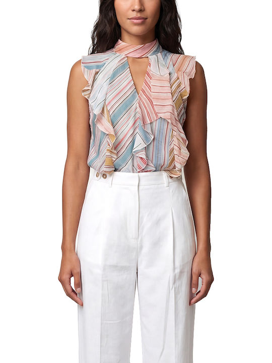Women's High Rise Fabric Trousers in Straight Leg White