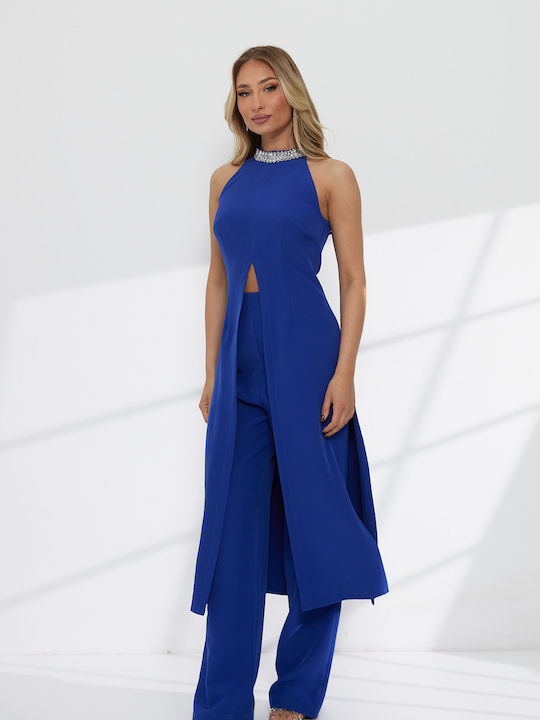 Women's Blue Set with Loose Fit Trousers