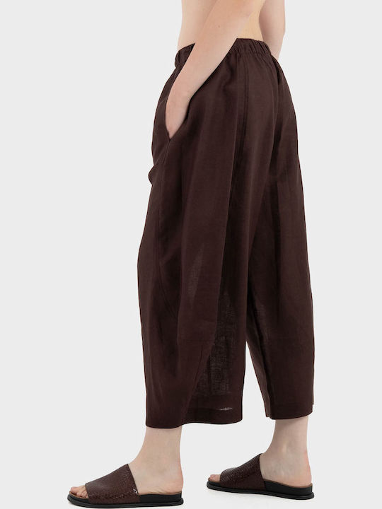 Γυναικεία Λινή Παντελόνα Brown