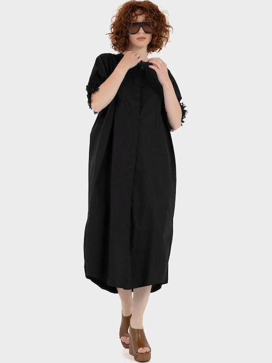 Midi Σεμιζιέ Φόρεμα Black
