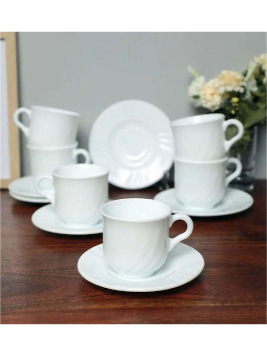 Bormioli Rocco Ebro Set Tassen Tasse aus Porzellan Weiße 235ml 12 Stück