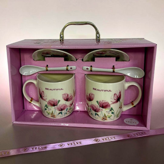Velve Set Cesti Maro Ceramice Roz 300ml 2 Bucăți