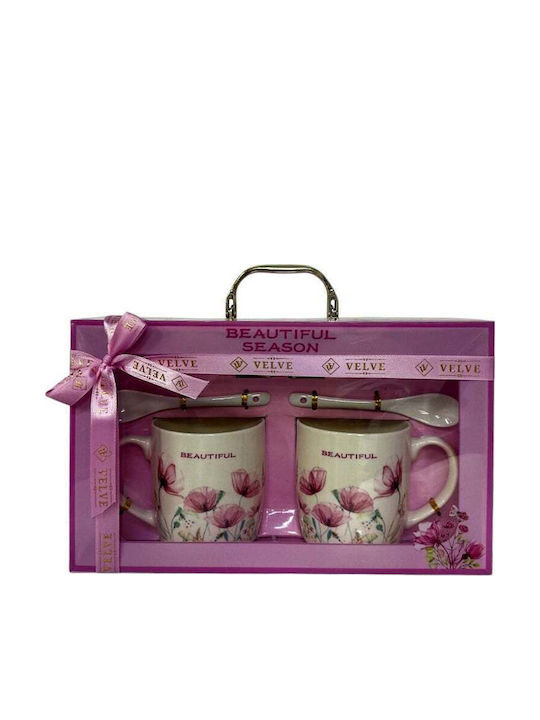 Velve Set Cesti Maro Ceramice Roz 300ml 2 Bucăți