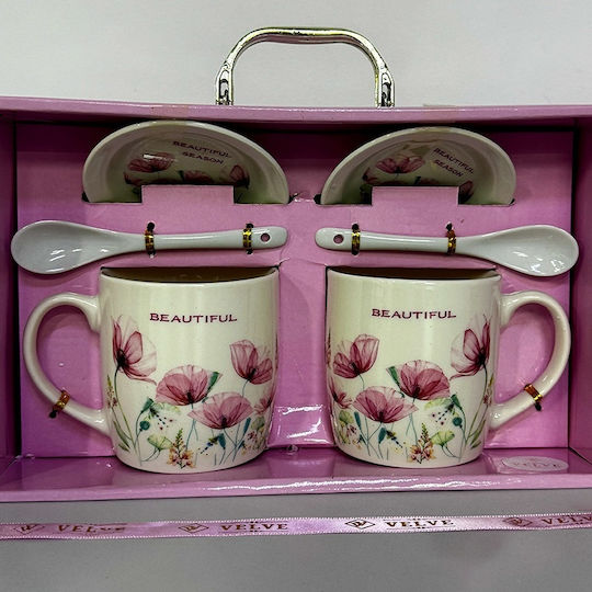 Velve Set Cesti Maro Ceramice Roz 300ml 2 Bucăți