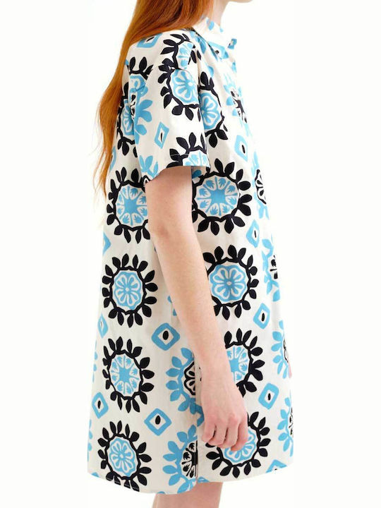 Summer Mini Shirt Dress Ecru