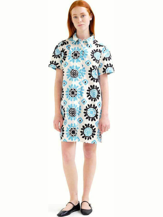 Summer Mini Shirt Dress Ecru