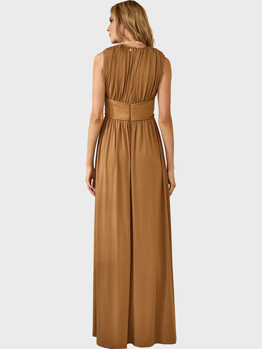 Summer Maxi Dress for Wedding - Christening Light Brown