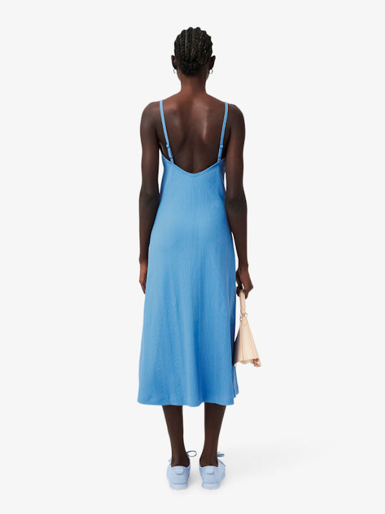 Sommer Midi Damenkleid Gestrickt Hellblau