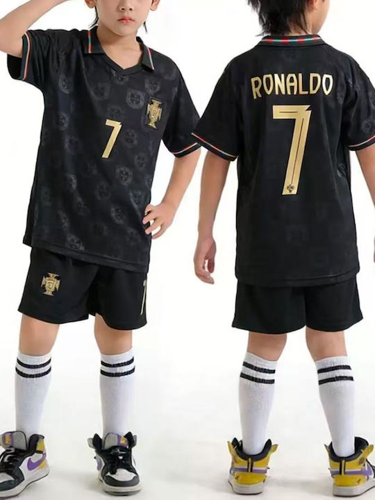 King Kids Football Set Ronaldo 2026 Black Polo Portugal Away