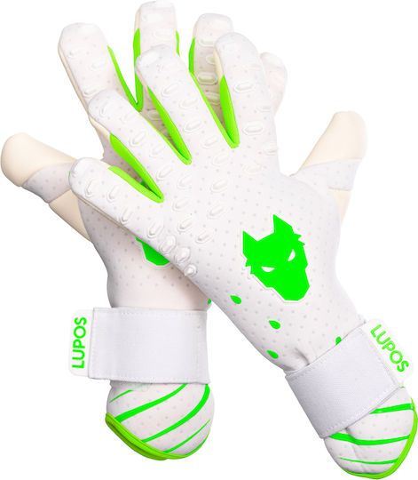 Lupos Phantom Pro Goalkeeper Gloves — German Latex Contact — Negative Cut —white/green