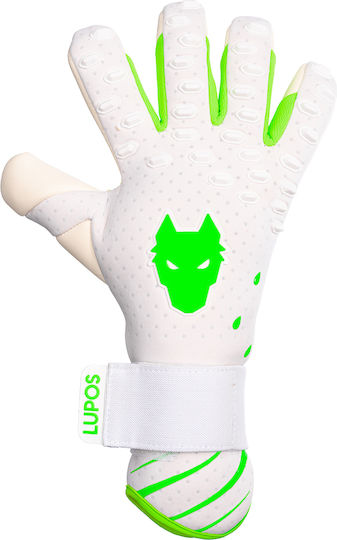 Lupos Phantom Pro Goalkeeper Gloves — German Latex Contact — Negative Cut —white/green