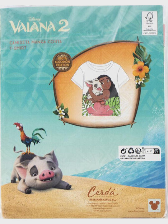 Kids Short-Sleeved White Blouse Vaiana Pua