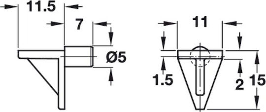 Shelf Bracket Made of Plastic in White Colour 5mm 20 Pieces