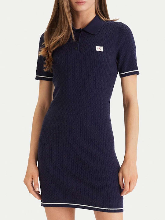 Summer Mini Knitted Dress Navy Blue
