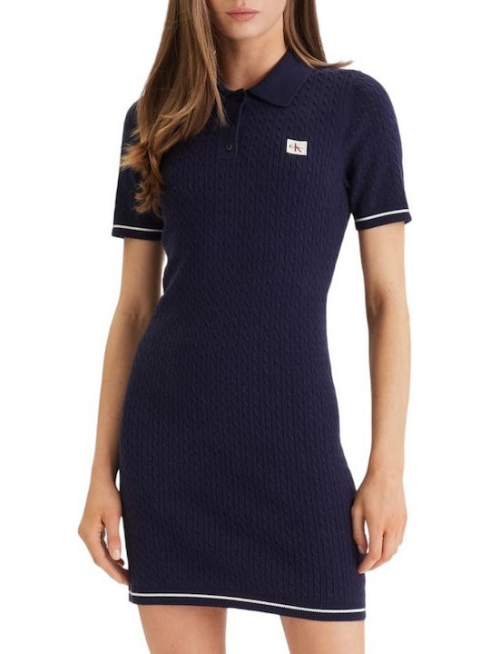 Summer Mini Knitted Dress Navy Blue