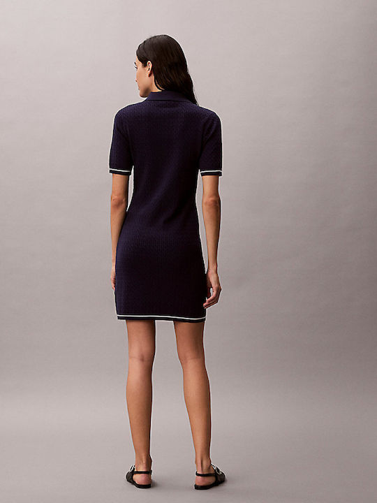 Summer Mini Knitted Dress Navy Blue