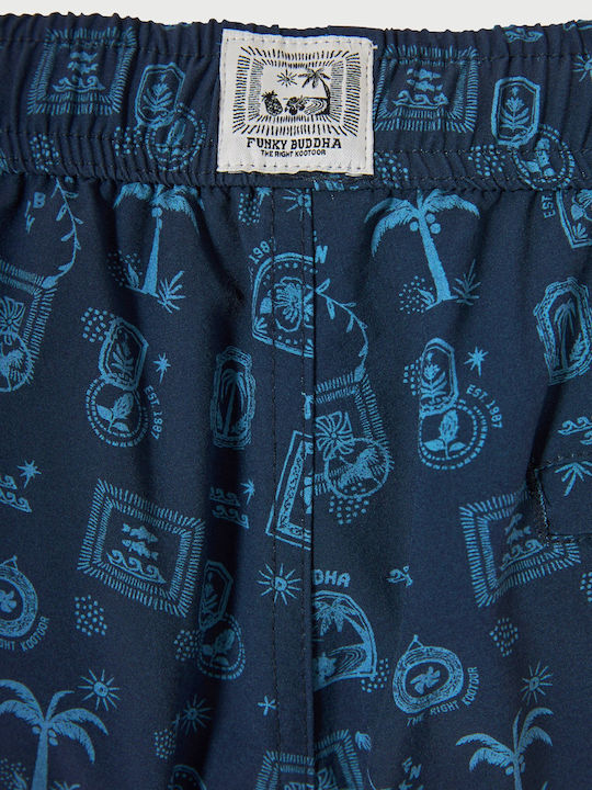 Men's Swimwear Shorts Navy Blue With Patterns