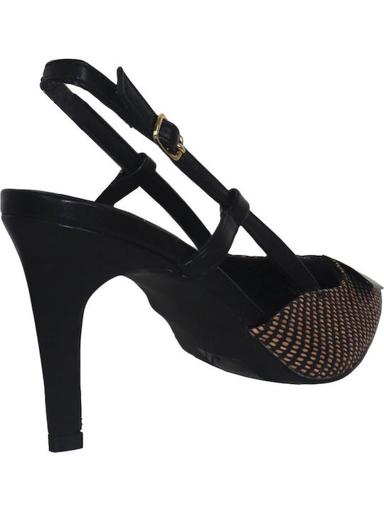 Heels with Strap & High Heel Black