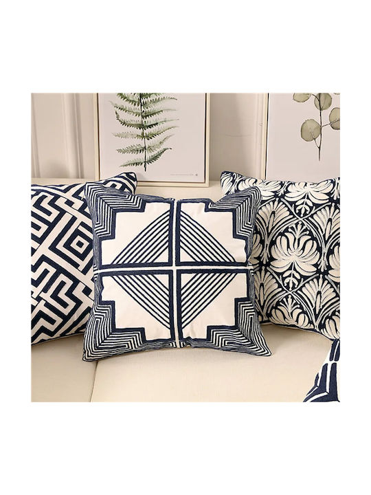 FRIPIA Decorative Pillow Case Blue White 45x45cm