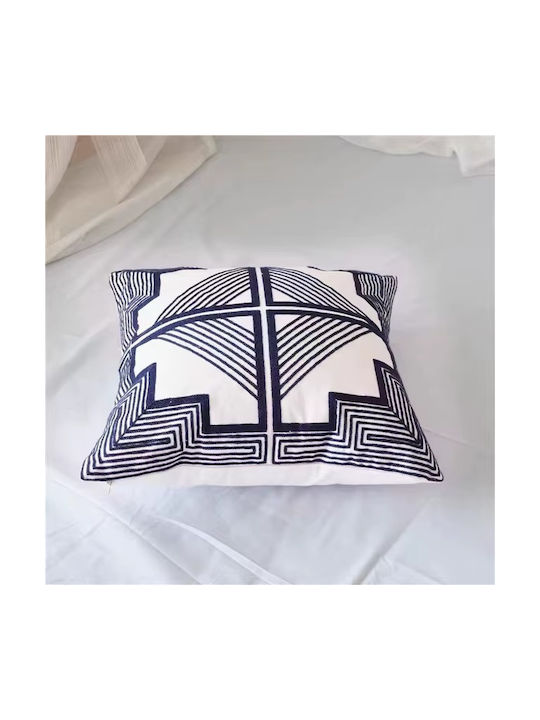 FRIPIA Decorative Pillow Case Blue White 45x45cm