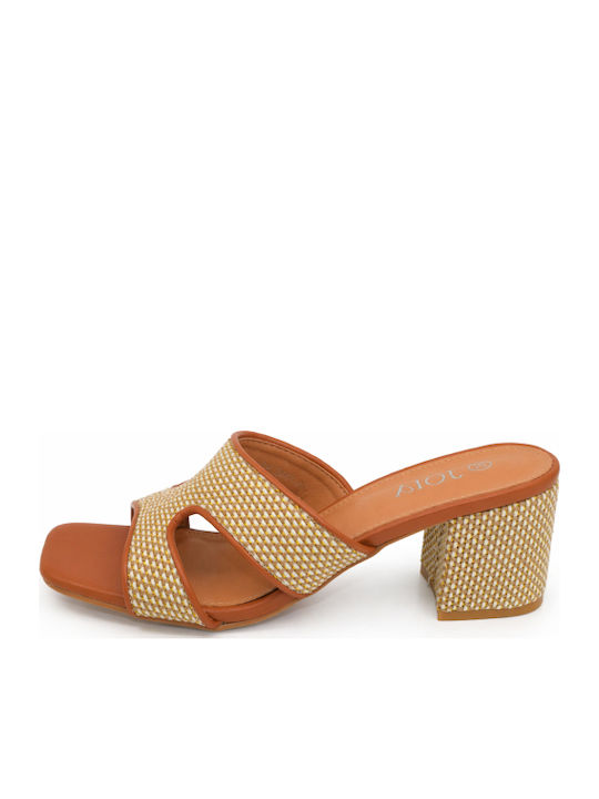 Mules With Chunky Low Heel In Brown Colour SJ-KK-1306-26ML-KAMEL