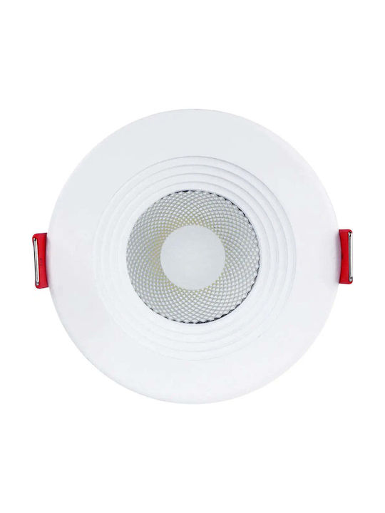 Horoz Electric Кръгло Скрито Светлинно Тяло с Вграден LED и Студено Бяла Светлина Бяло
