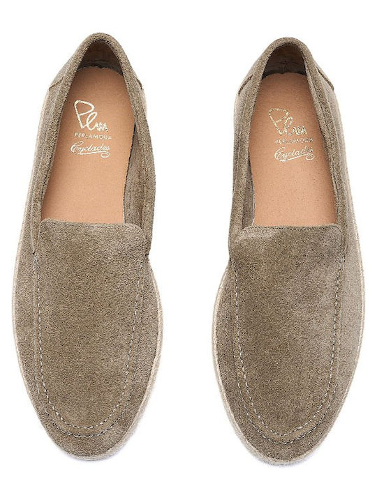 Suede Men's Espadrilles in Green Colour