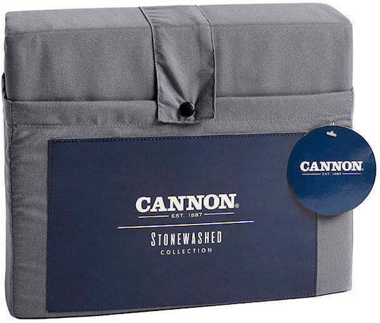 Cannon Σετ Σεντόνι με 2 Μαξιλαροθήκες Υπέρδιπλο με Λάστιχο 160x200+35εκ. Dark Grey (3τμχ)