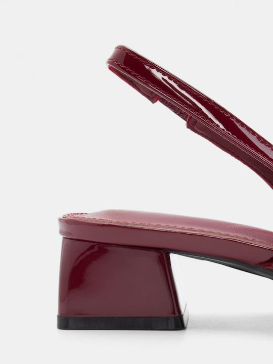 Pointed Toe Heels with Strap & Low Burgundy Heel