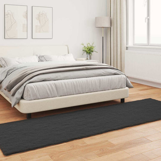 vidaXL Teppich Rechteckig Synthetisch,Polyester/Cotton/Leather Schwarz