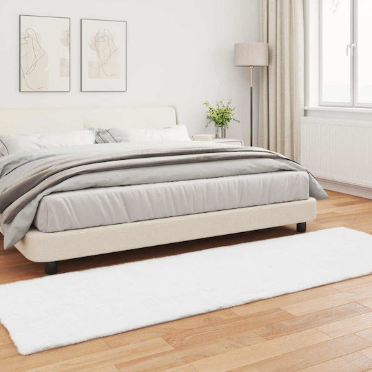 vidaXL Teppich Rechteckig Synthetisch,Polyester/Cotton/Leather Weiß