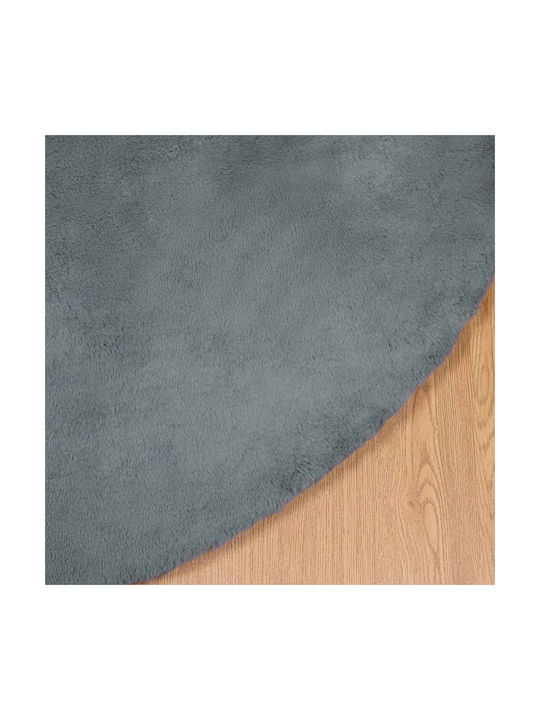 vidaXL Teppich Rund Synthetisch,Polyester/Cotton/Leather Charcoal