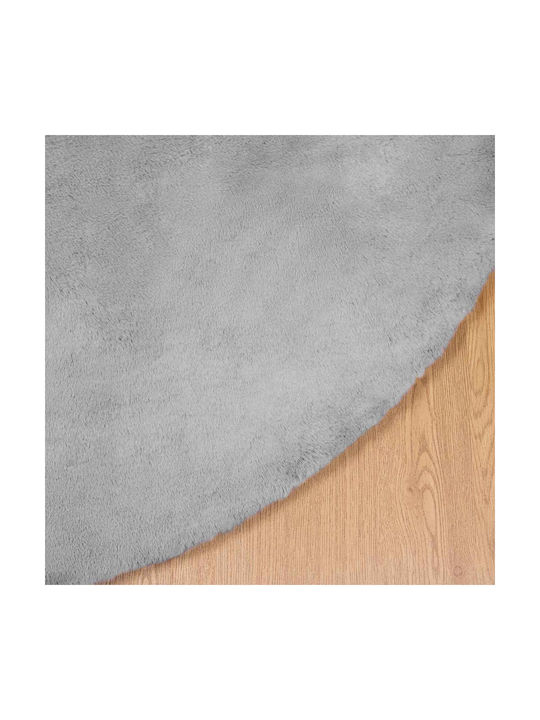 vidaXL Teppich Rund Synthetisch,Polyester/Cotton/Leather Gray