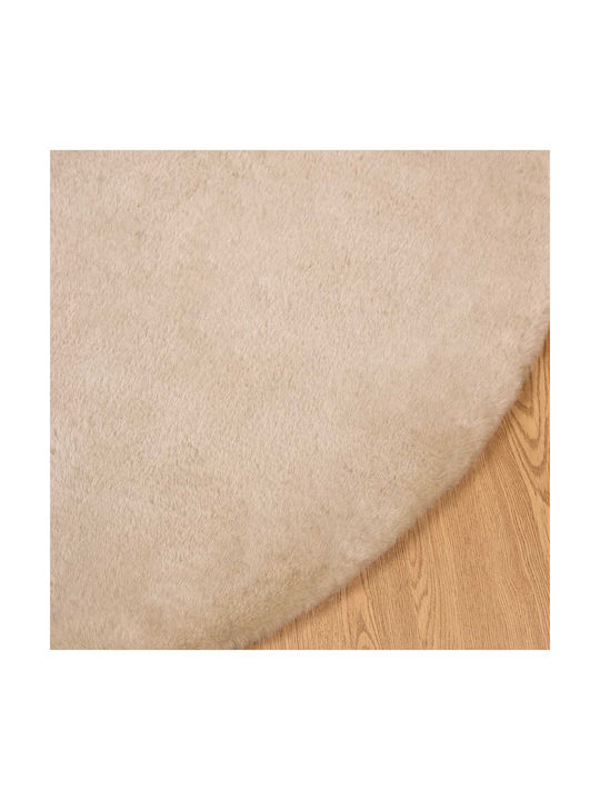 vidaXL Teppich Rund Synthetisch,Polyester/Cotton/Leather Taupe