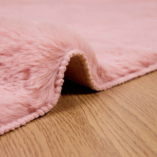 vidaXL Teppich Rechteckig Synthetisch,Polyester/Cotton/Leather Rosa