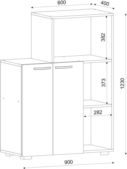 Boden Küchenschrank Weiß 90x40x123cm