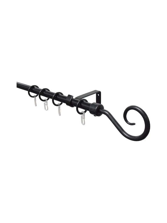 Gardinia Extendable Metallic Single Curtain Pole 130-240cm Black