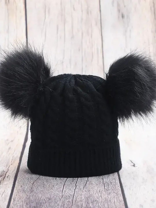 Gestricktes Kinder Beanie Schwarz für Neugeborene Gestricktes Kinder Beanie Schwarz für Neugeborene