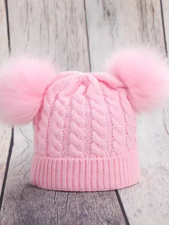 Gestricktes Rosa Kinder Beanie für Neugeborene Gestricktes Rosa Kinder Beanie für Neugeborene
