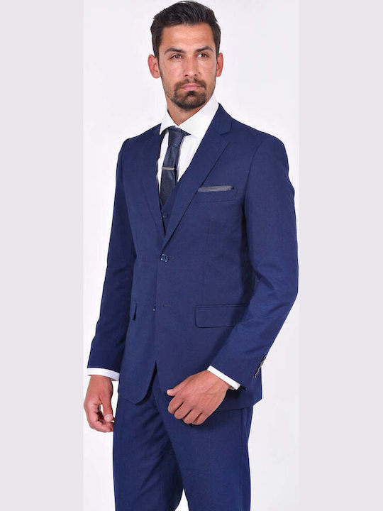Herrenanzug mit Weste mit Schlanke Passform Blau